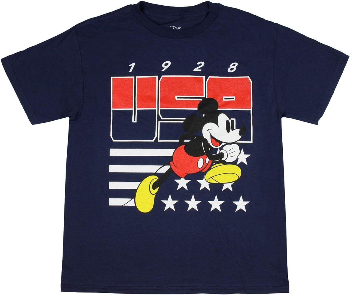 Disney Mickey Mouse Shirt Boys' Race To The Finish 1928 USA Stars And Stripes Logo Youth Tee | Amazon (US)