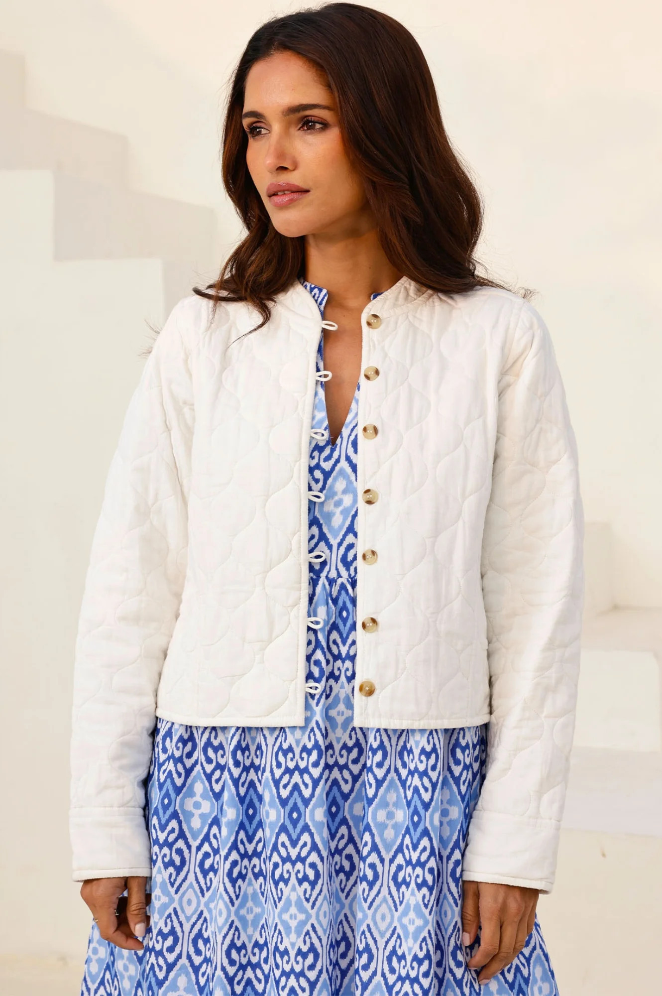 Polly Quilted Jacket | Off White | Aspiga US