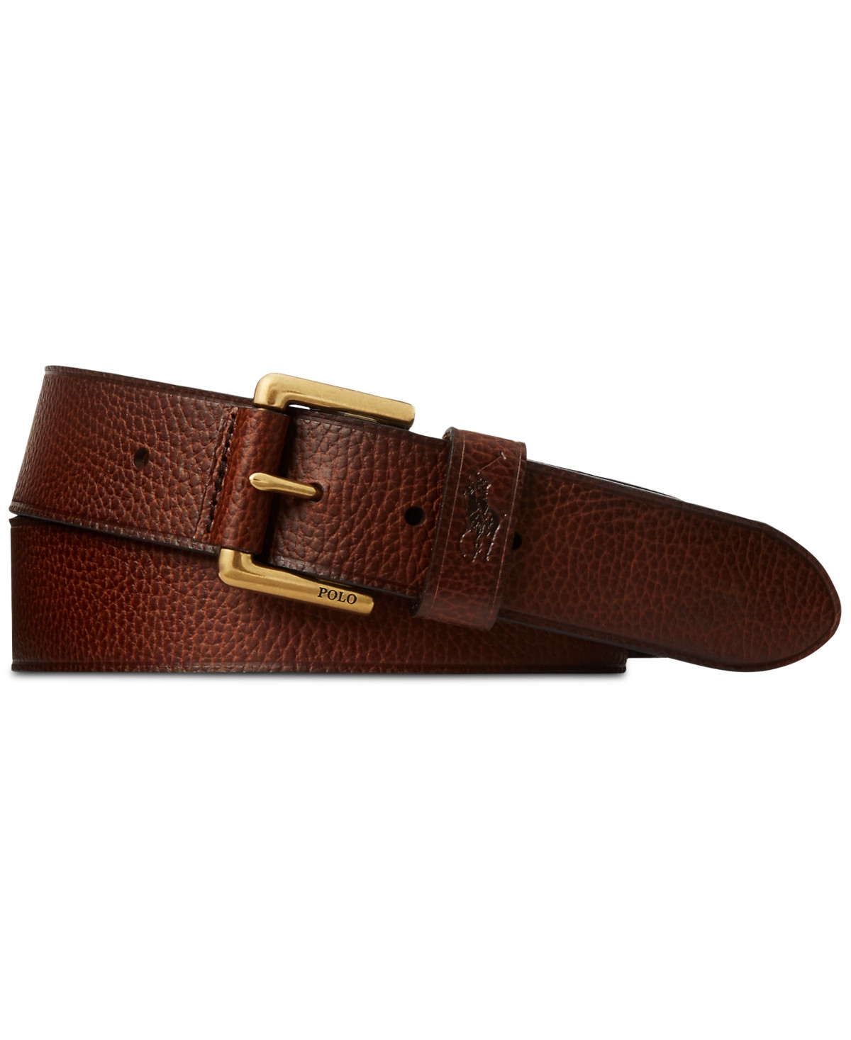 Polo Ralph Lauren Men's Signature Pony Leather Belt - Brown | Macy's