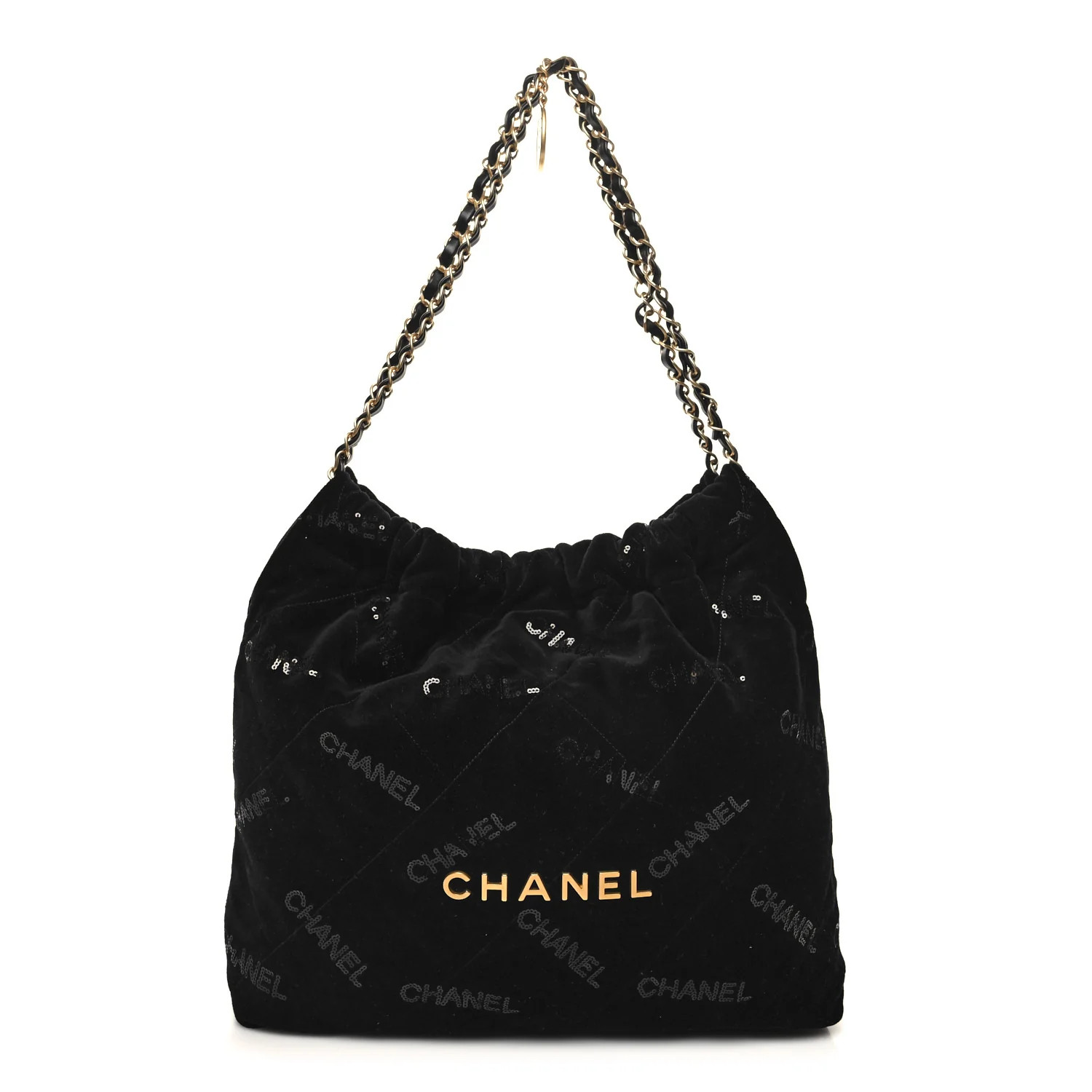 Velvet Sequin Quilted Chanel 22 Black | FASHIONPHILE (US)