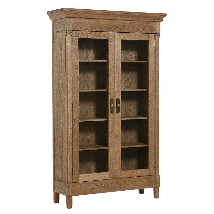 Aldrich Tall Storage Cabinet with Glass Doors and Wood Shelves | Ballard Designs, Inc.