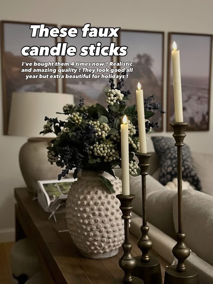 The best faux candle stick candles ! Amazon find 

#LTKHome #LTKStyleTip #LTKSeasonal