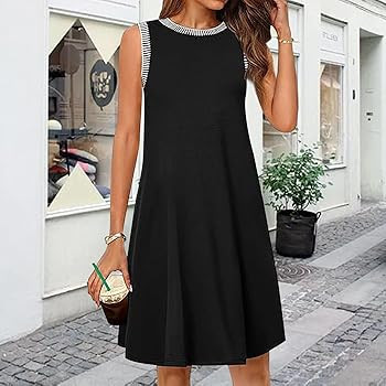 Summer Spring Fashion Casual Sundress for Women 2025 Beach Vacation Sleeveless Tank Crewneck Cove... | Amazon (US)