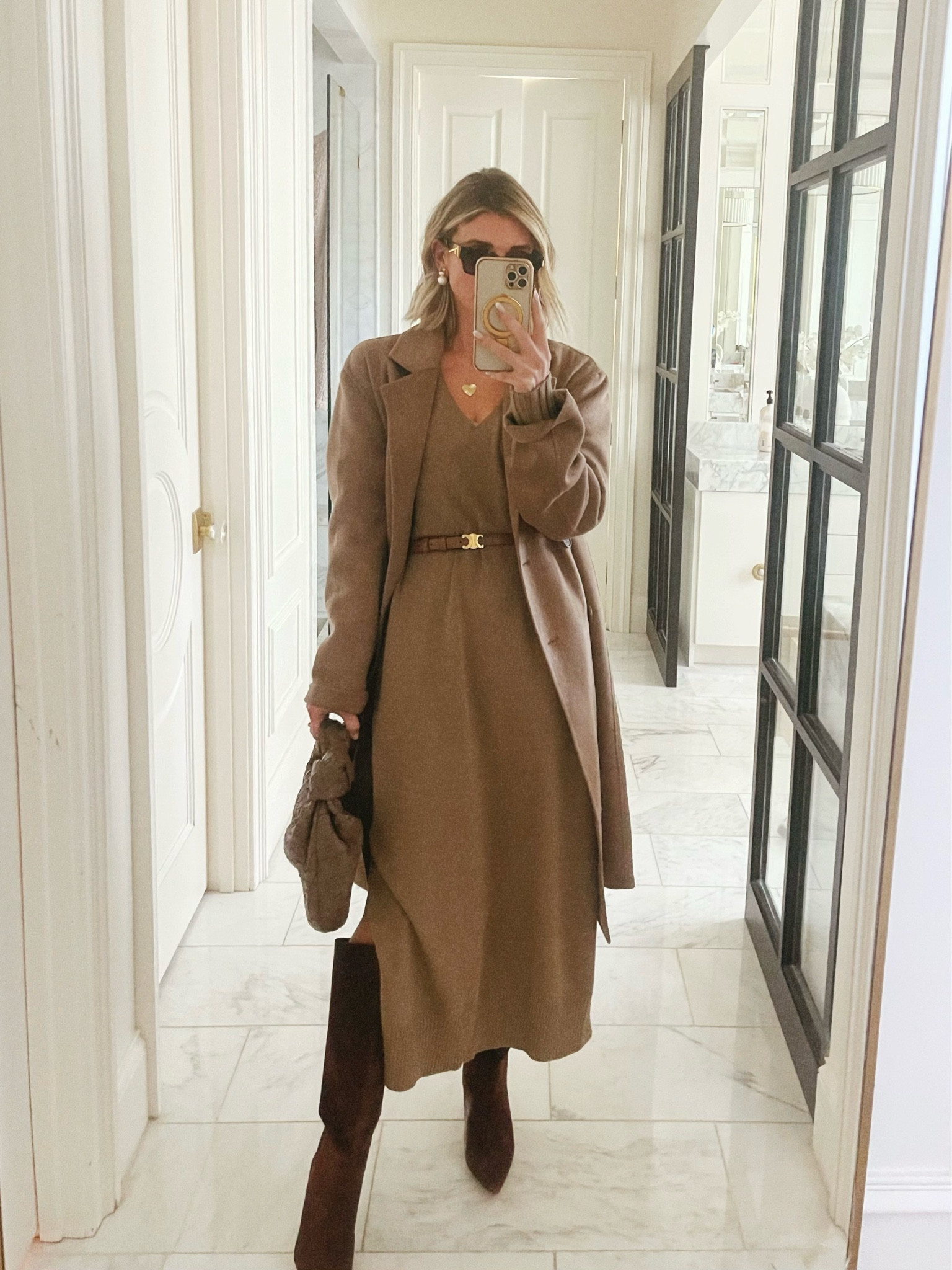 Fall sweater dress and camel coat. I'm 5'7 for reference wearing size smalll