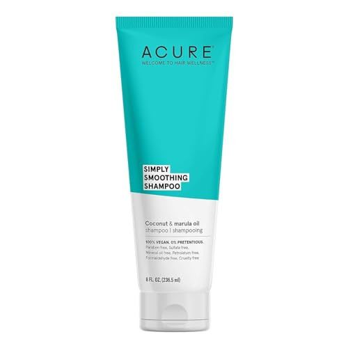 Acure Simply Smoothing Shampoo, Water, Coconut & Marula Oil, 100% Vegan, Performance Driven Hair Care, Smooths & Reduces Frizz, White/Blue, 8 Fl Oz | Amazon (US)