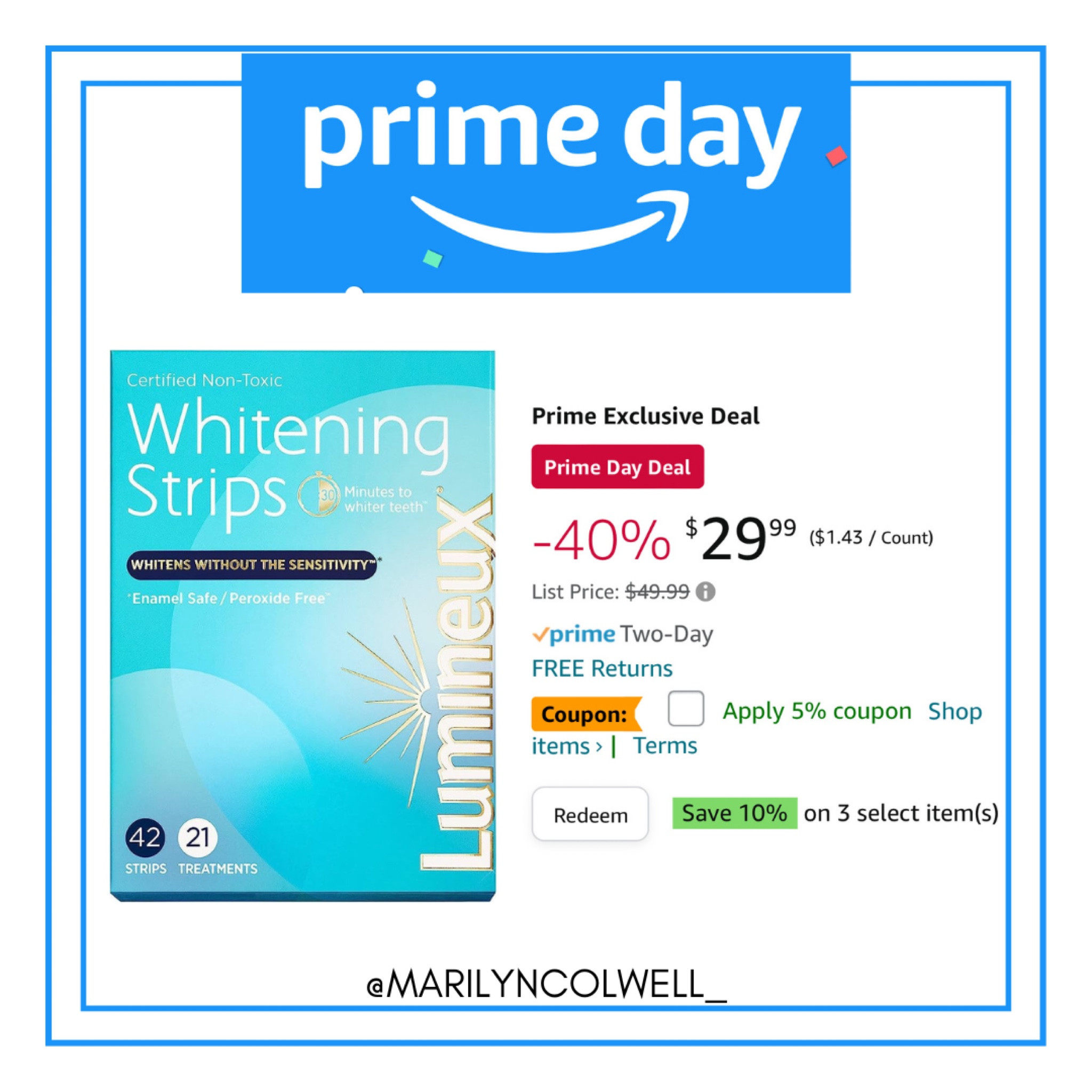 Amazon Prime Day Deals🫶🏻

Lumineux, teeth whitening, clean beauty, Amazon finds, Amazon deal

#LTKxPrimeDay #LTKsalealert #LTKbeauty