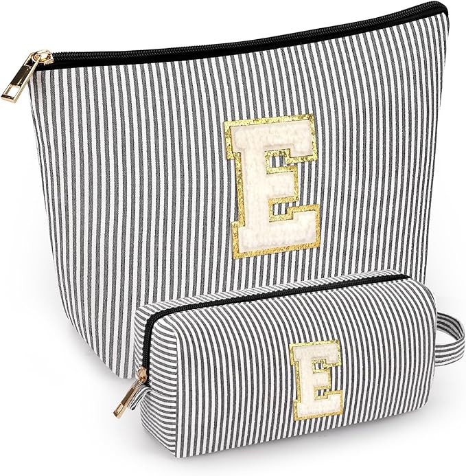 mibasies 2 PCS Initial Makeup Bags for Women: Cosmetic Bag for Travel Toiletry - Personalized Cut... | Amazon (US)