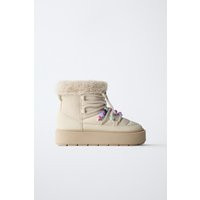 Zara - Beaded Faux Fur Ankle Boots - Kids - Off White - Kids | Zara US