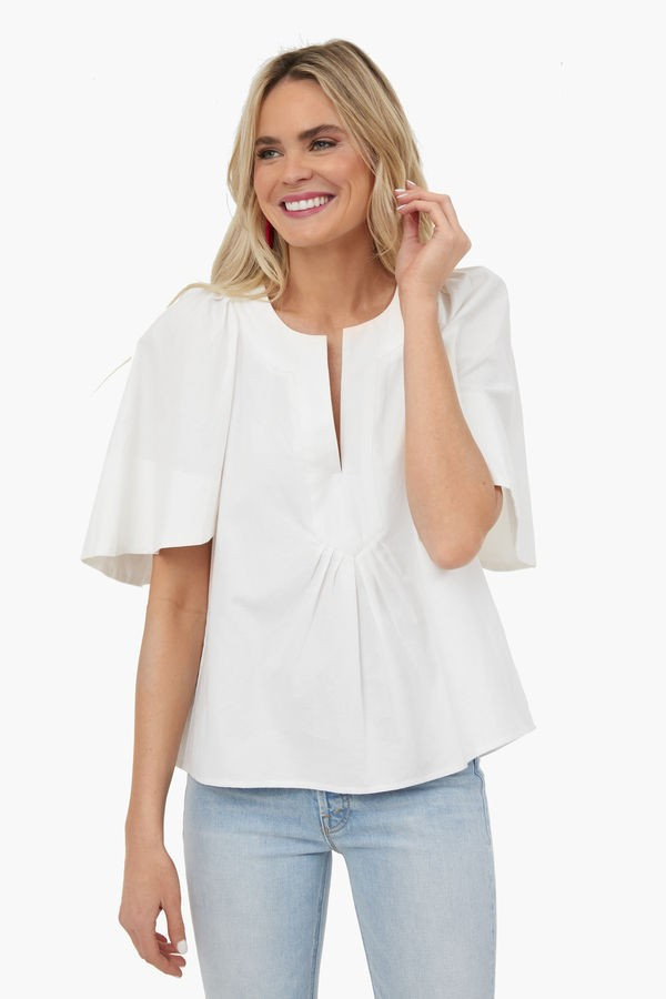 White Finley Flutter Sleeve Top | Tuckernuck (US)