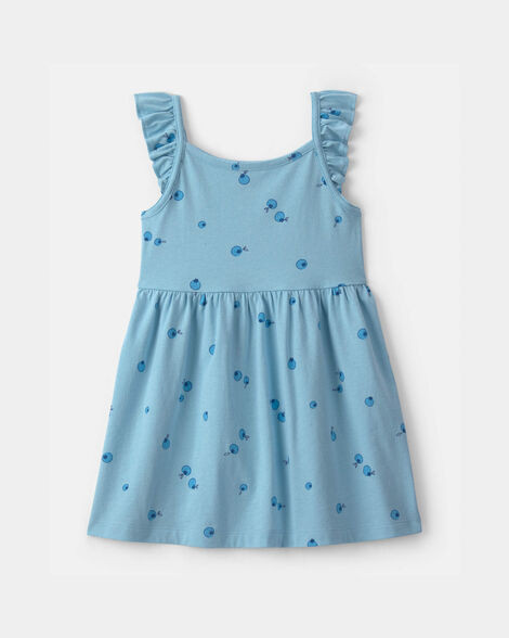Toddler Girl Blueberry Ruffle-Sleeve Dress - Blue | Carter's Inc