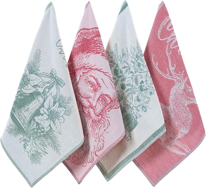 sea me at home Christmas Tea Towel Set of 4-100% Cotton Jacquard Kitchen Towels, Festive Dish Tow... | Amazon (US)