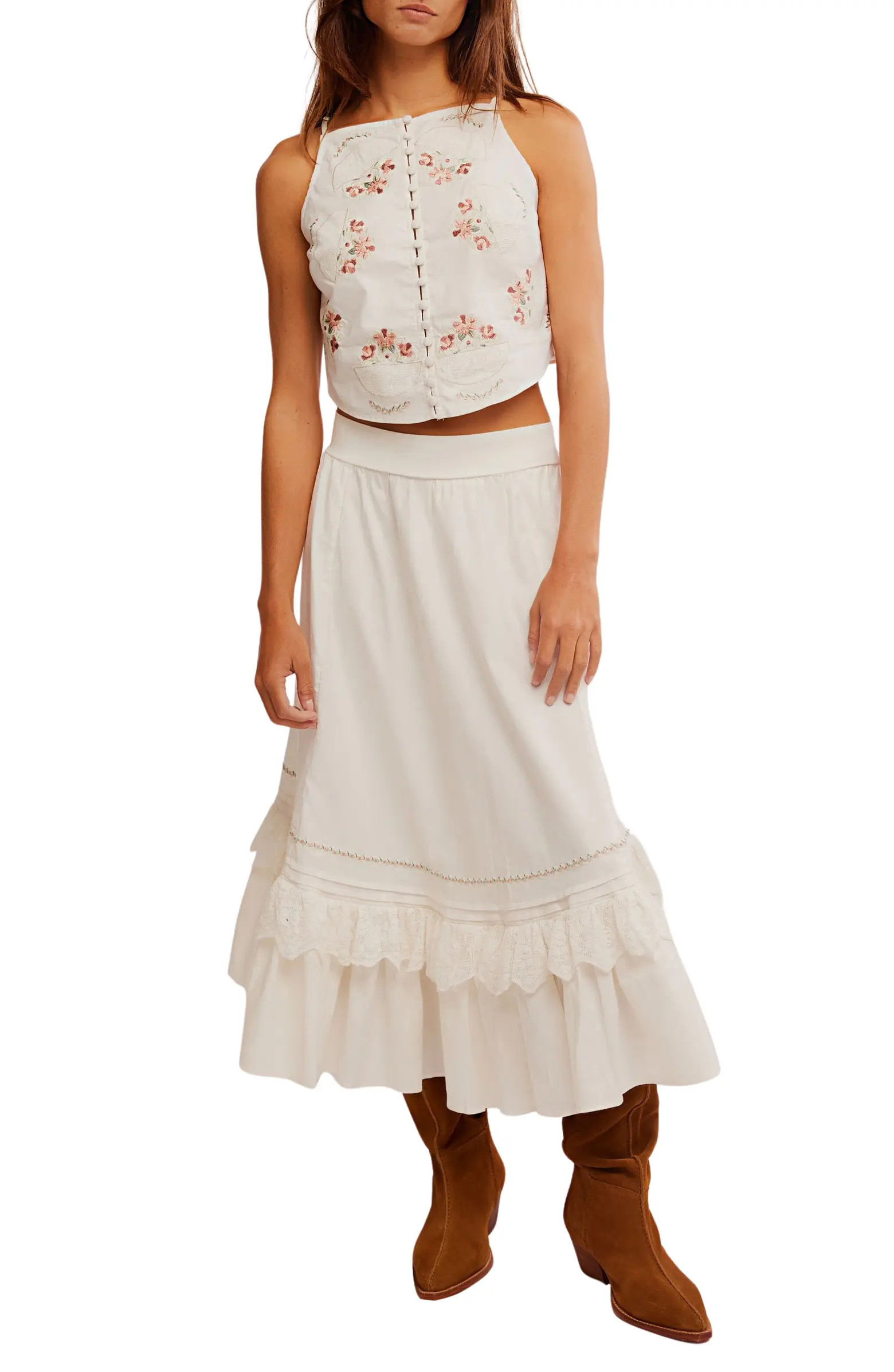 Free People Maeberrie Embroidered Crop Top and Skirt Set | Nordstromrack | Nordstrom Rack
