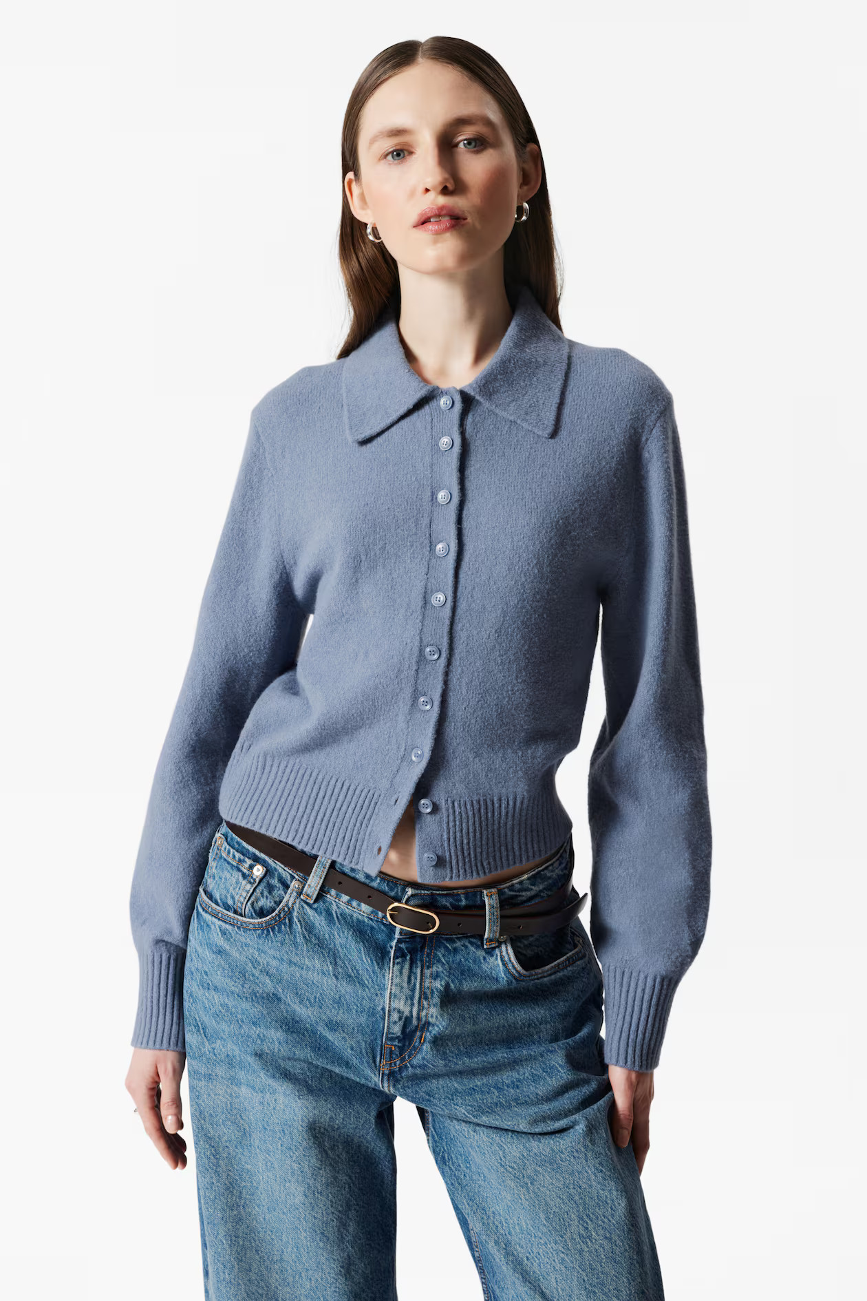 Strickjacke mit Kragen - Taubenblau - Ladies | H&M DE | H&M (DE, AT, CH, NL, FI)