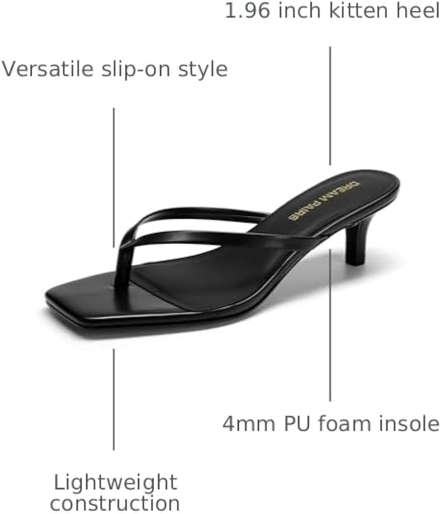 DREAM PAIRS Kitten Heels for Women Flip Flop Low Heels Square Open Toe Sandals Thong 1.97 Inch He... | Amazon (US)