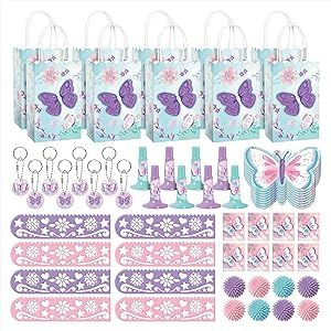 Butterfly Flutter Floral Party Favors - Paper Goody Bags, Keychains, Wooly Balls, Rulers, Horns, ... | Amazon (US)