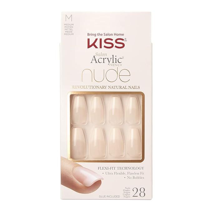 KISS Salon Acrylic French Manicure Set, ‘Leilani’, Medium Length, Nude Square Press-On Nails,... | Amazon (US)