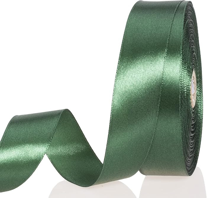 1 Inch Dark Green Solid Satin Ribbon, 50 Yards Craft Fabric Ribbon for Gift Wrapping Floral Bouqu... | Amazon (US)