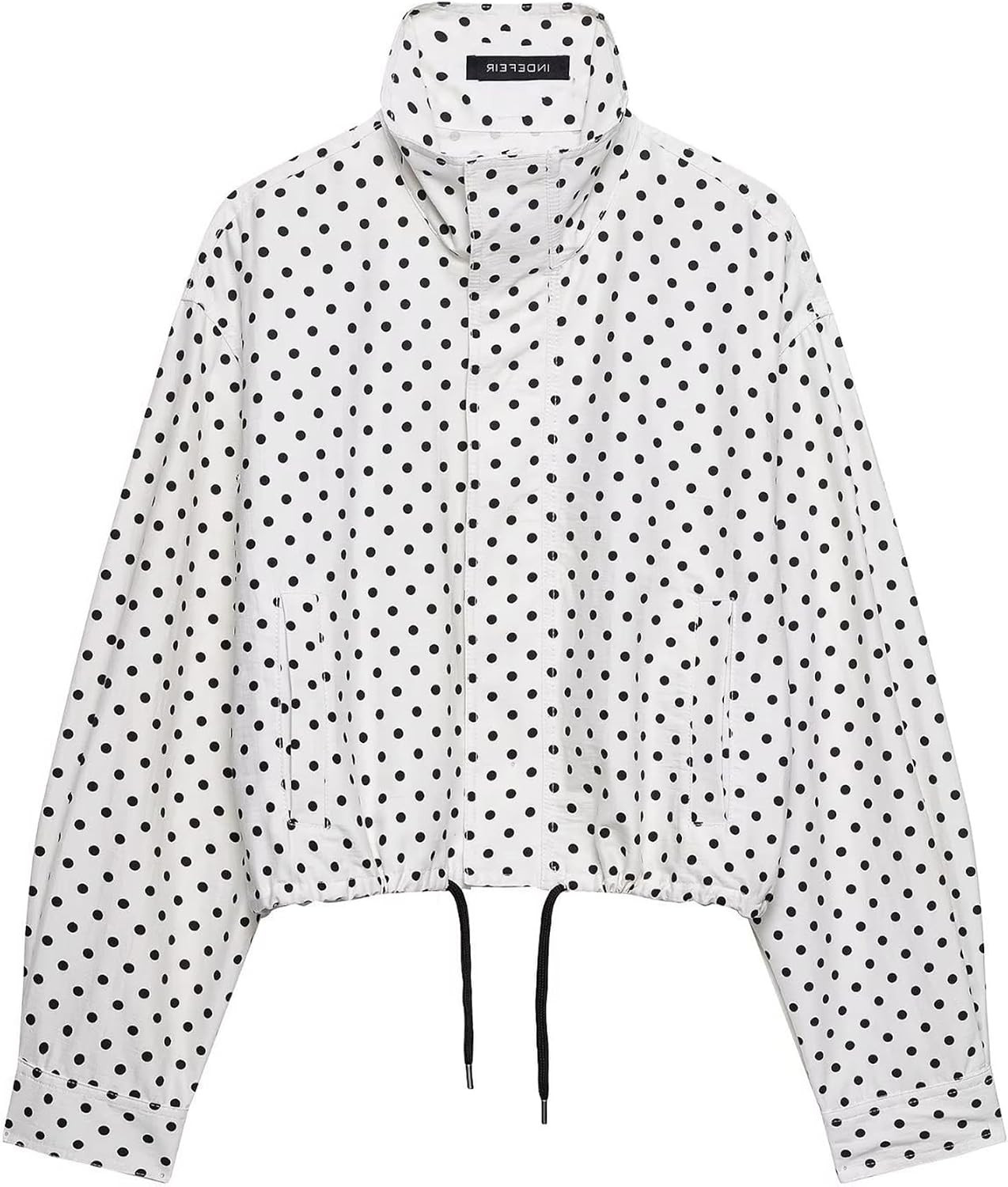 Women Polka Dot Jacket Stand Collar Cropped Jackets Zip Up Coat Casual Fashion Coat Fall Spring Jacket with Pockets | Amazon (US)