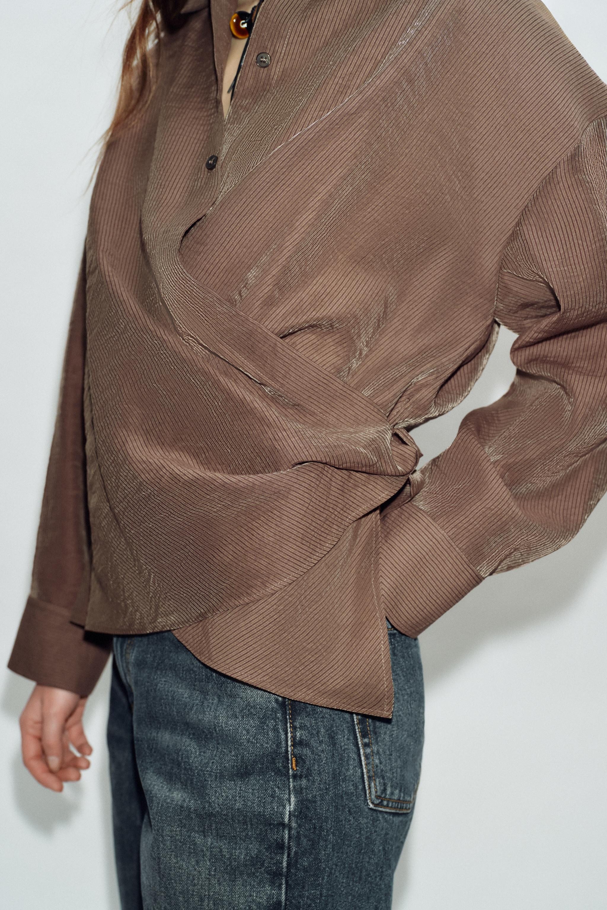 STRIPED WRAP SHIRT | Zara US