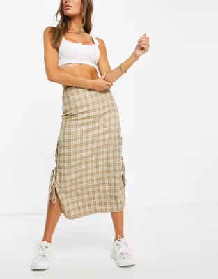 Lola May tie side midi skirt in check | ASOS (Global)