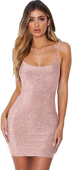 FV RELAY Women's Sexy Glitter Bandage Bodycon Wrap Dress Sleeveless Mini Club Party Dresses | Amazon (US)