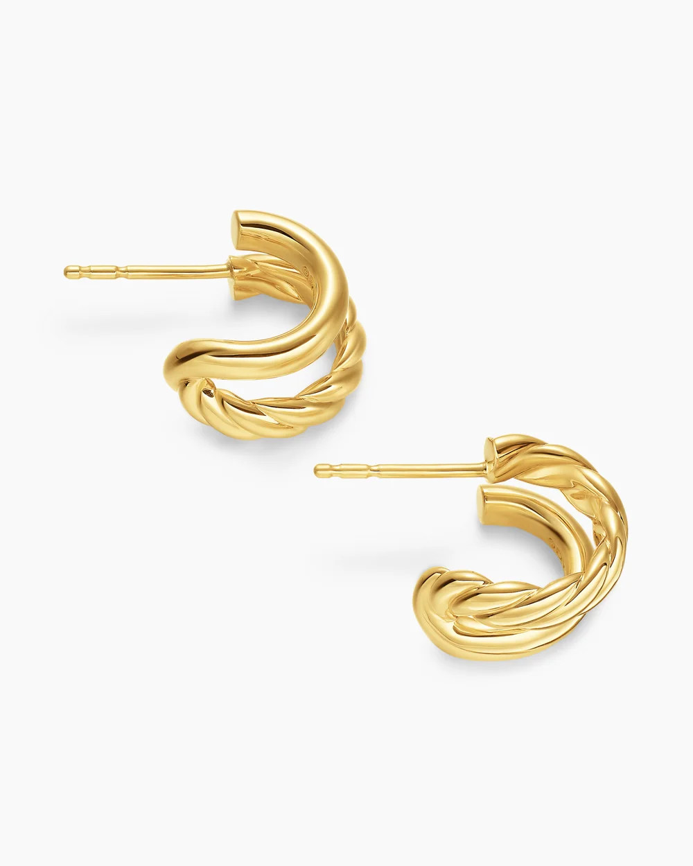 David Yurman | DY Mercer\u00ae Double Hoop Huggie Earrings in 18K Yellow Gold, 13.5mm | David Yurman