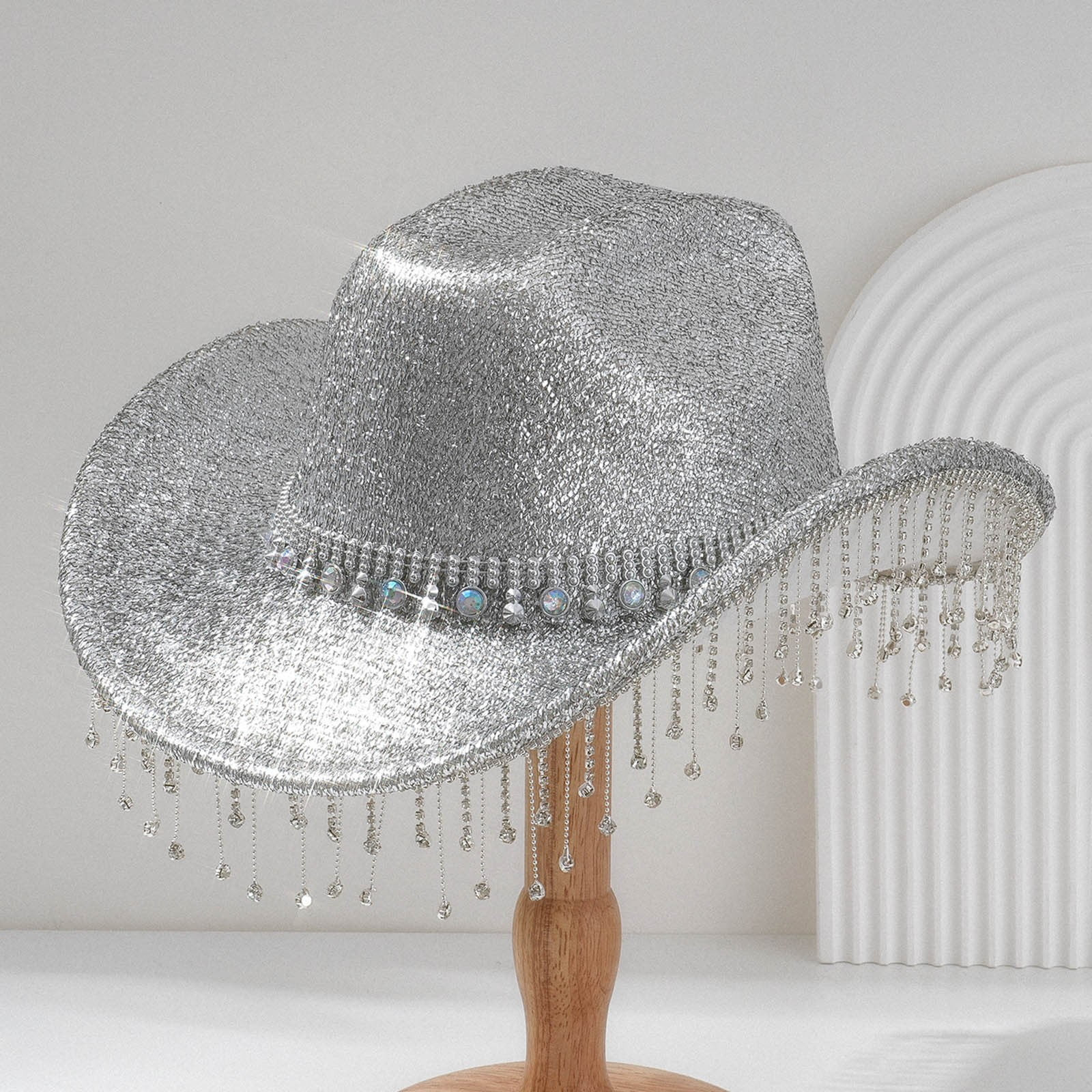 HNMKIU Stylish Western Cowboy Hat with Sparkling Gemstones and Decorative Fringes for Music Festi... | Walmart (US)