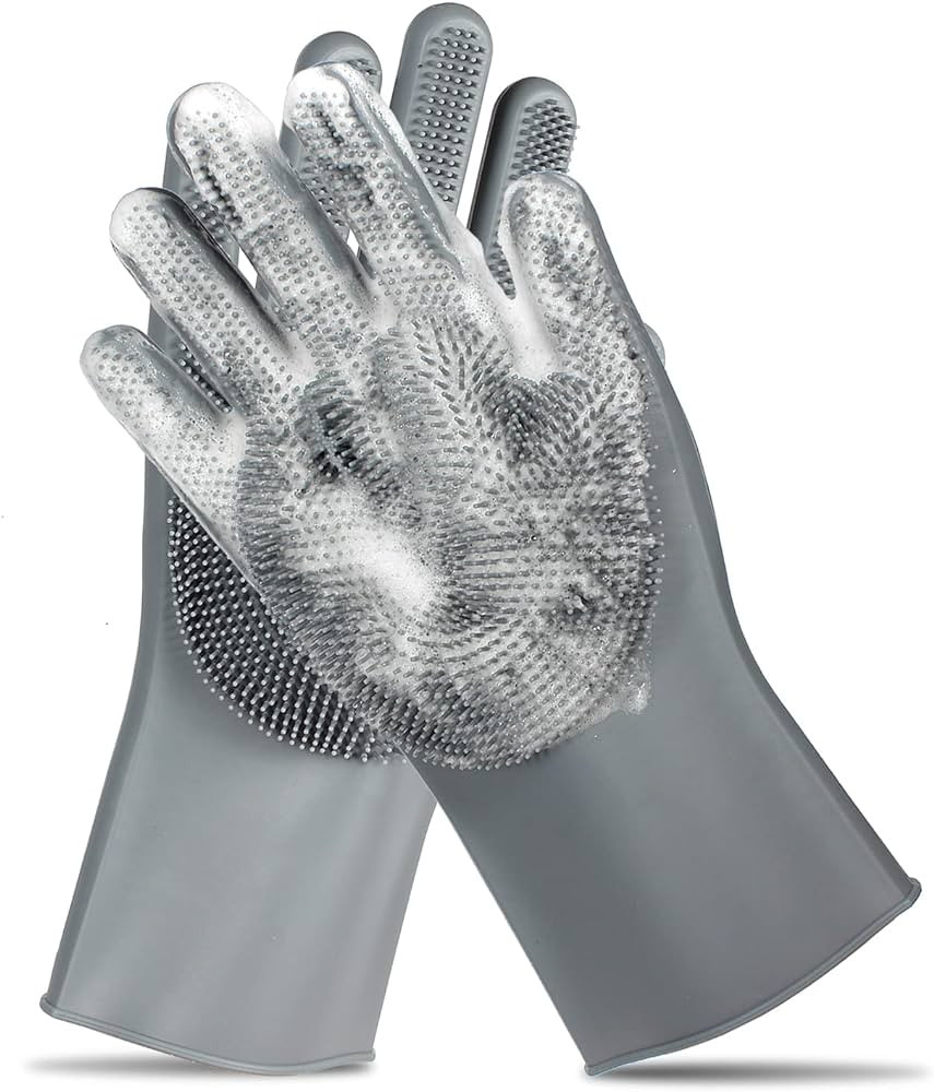 Pet Grooming Gloves - Gentle Dog Bathing Shampoo Brush - Massage Mitt with Enhanced Five Finger D... | Amazon (US)