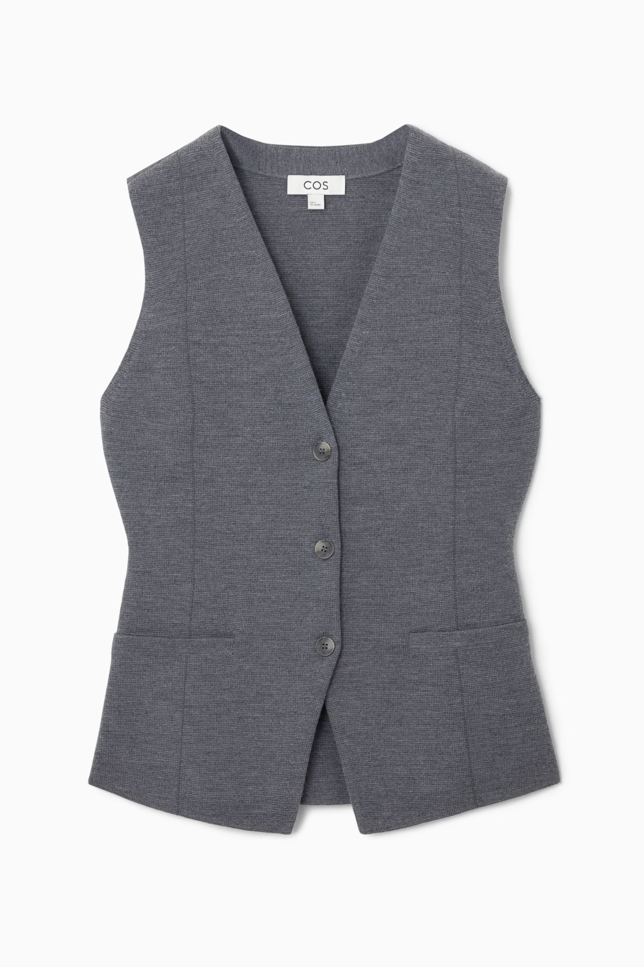 LONGLINE KNITTED WOOL WAISTCOAT - GREY | COS (AU)