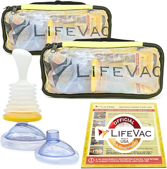 LifeVac Yellow Travel Kit 2 Pack - Portable Suction Rescue Device, First Aid Kit for Kids and Adu... | Amazon (US)