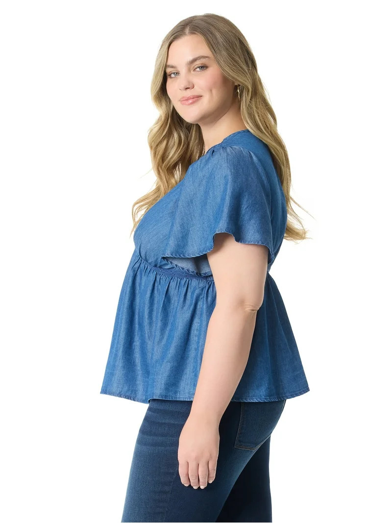 Jessica Simpson Women's Plus Oakleigh Baby Doll Peplum Top, Sizes 0X-5X - Walmart.com | Walmart (US)