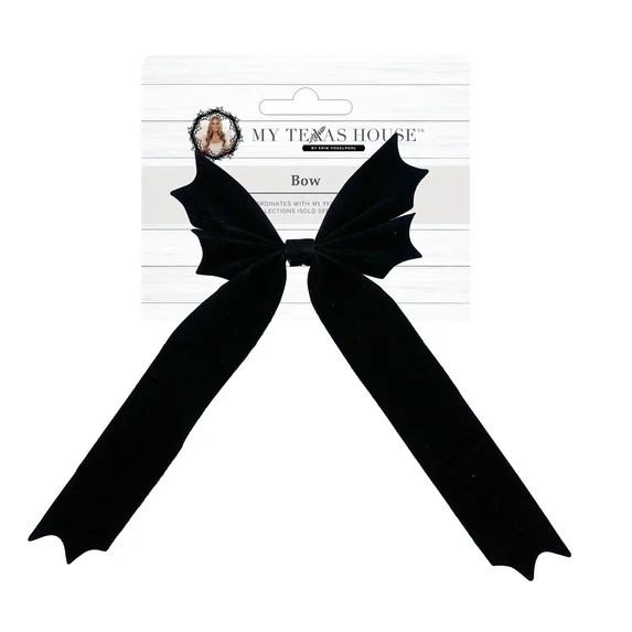 My Texas House 10" Black Velvet Halloween Small Bat Bow | Walmart (US)