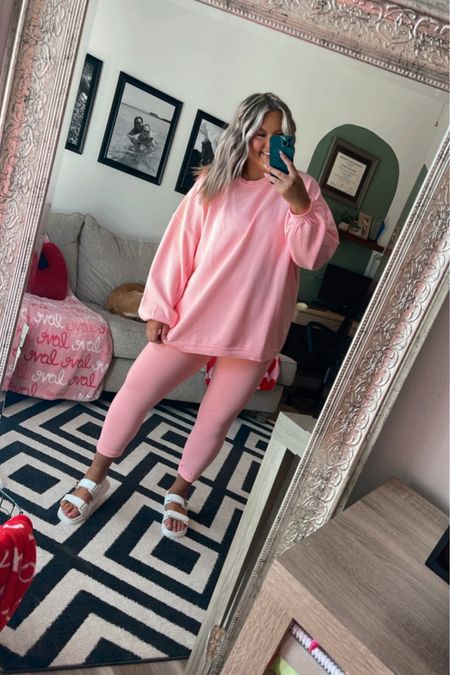 Hiii Barbie!! Loving this new pink! 
Size XXL in both! Size down in leggings! 

#LTKfindsunder50 #LTKstyletip #LTKplussize