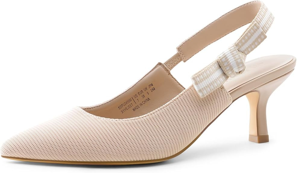 DREAM PAIRS Women's Kitten Heels Slingback Closed Toe Low Pumps Dress Bridal Elegant Wedding Casu... | Amazon (US)