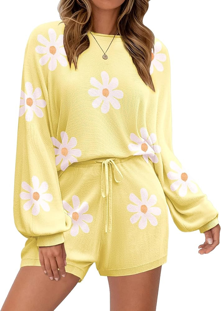 Ekouaer Knit Pajamas Set for Women Lounge Wear Sets Long Sleeve Sweatsuit Matching 2 Piece Outfit... | Amazon (US)