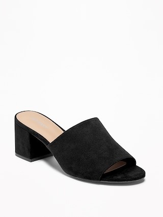 Old Navy Womens Sueded Mule Block-Heel Sandals For Women Blackjack Size 10 | Old Navy US