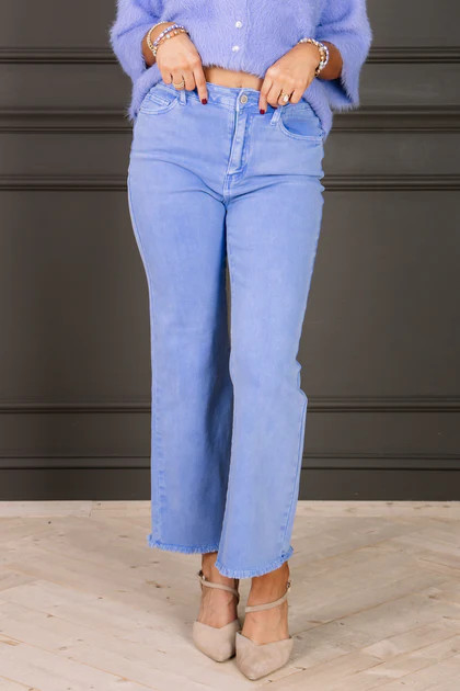 Take it Away Cornflower Wide Leg Jean | The Willow Tree