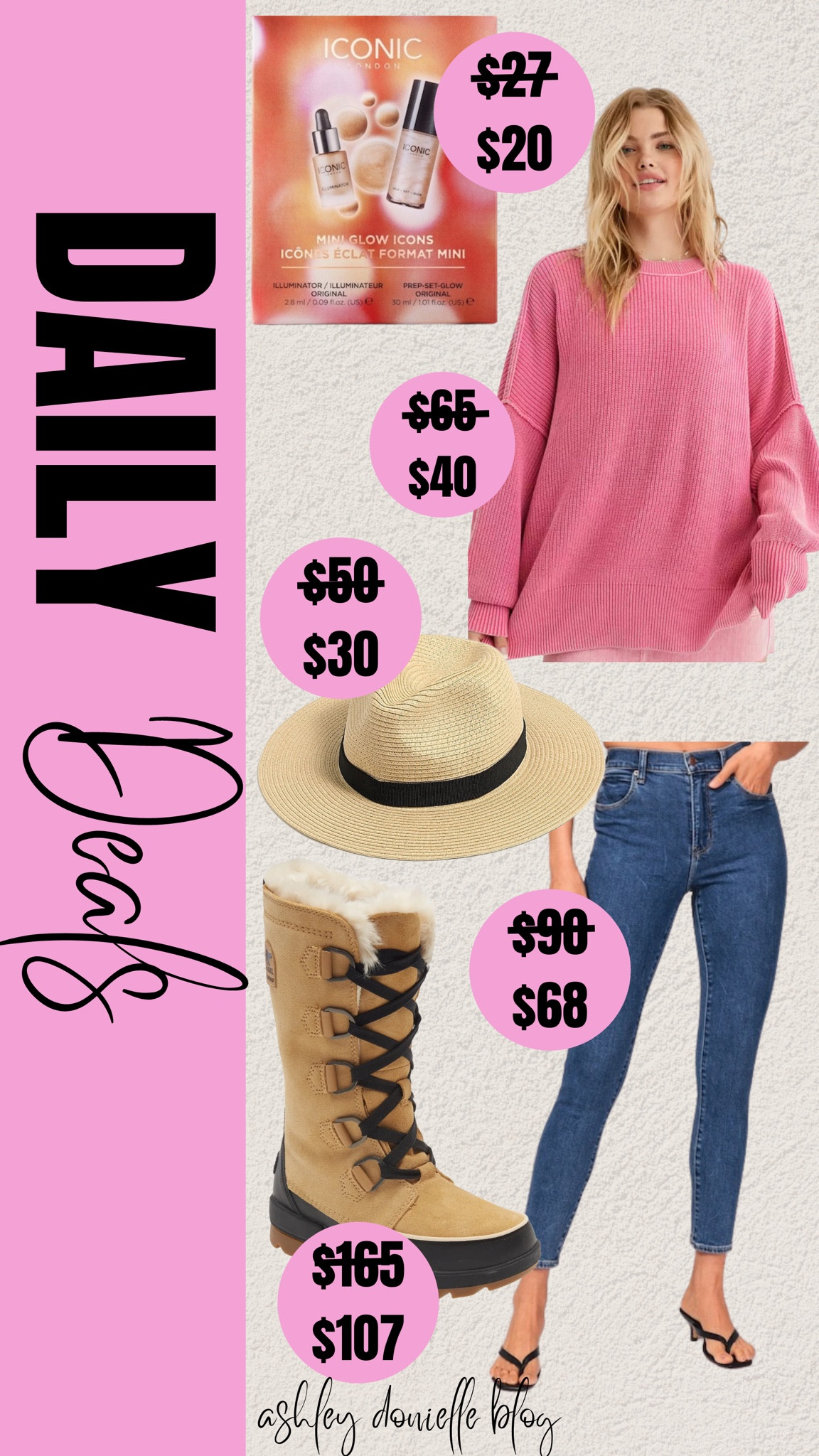 Daily deals!

Sweatshirt, skinny jeans, straw hat, snow boots,  iconic London hi light 

#LTKsalealert #LTKSeasonal #LTKstyletip