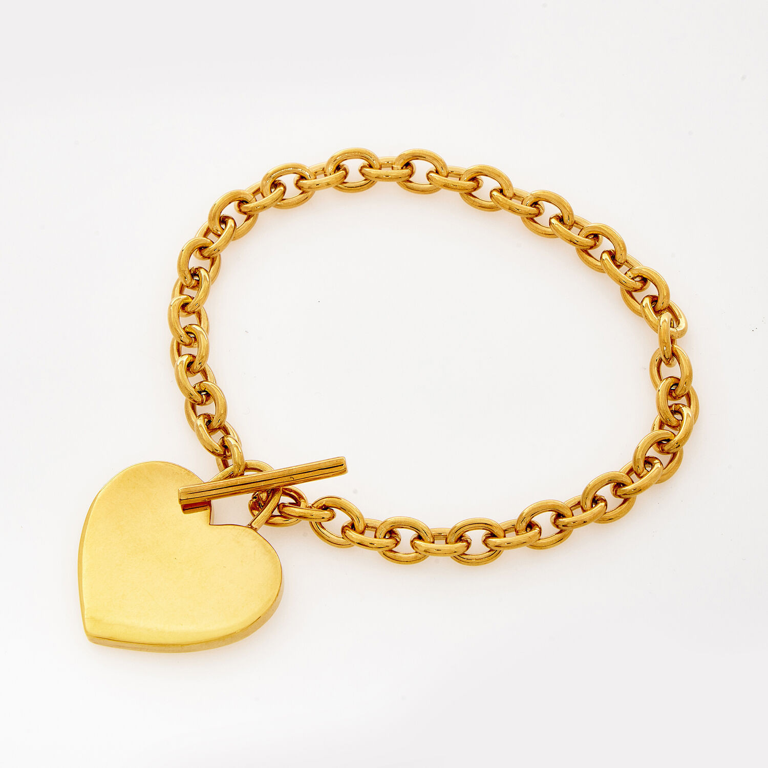 Gold Tone Heart Charm Bracelet | TK Maxx