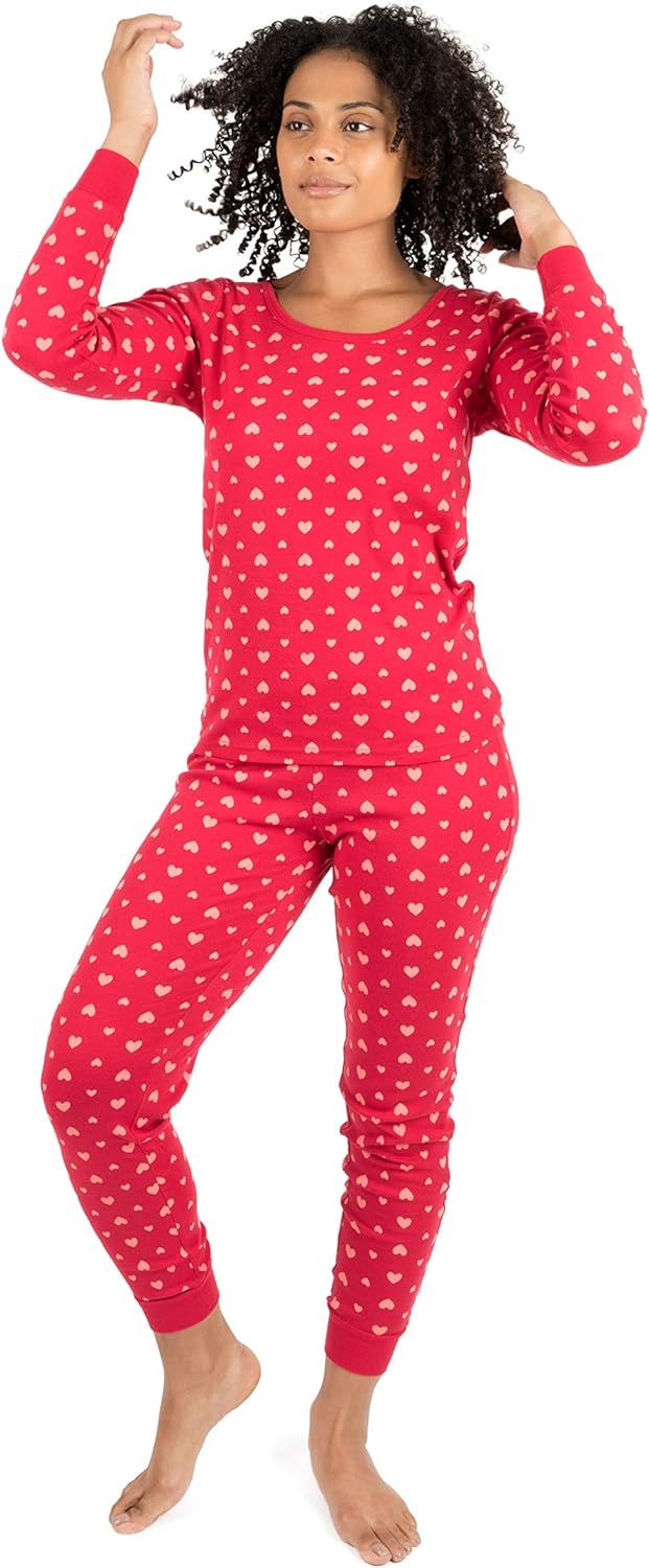 Leveret Women's Pajamas Fitted Printed Owl 2 Piece Pjs Set 100% Cotton Sleep Pants Sleepwear (XSm... | Amazon (US)