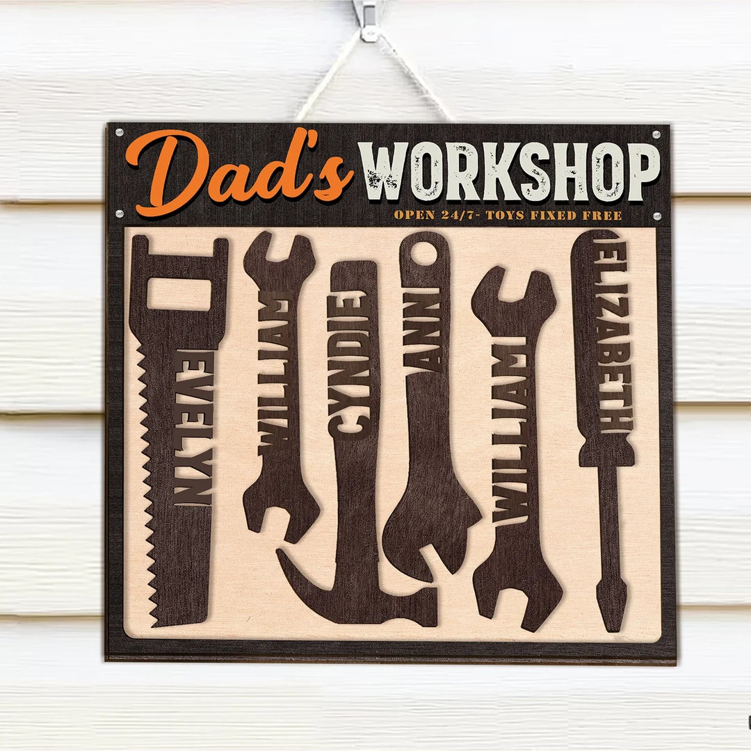 Personalized Mechanic Dad Sign With Kids Names, Custom Handyman Dad Gift, Father's Day Gift, Best... | Etsy (US)