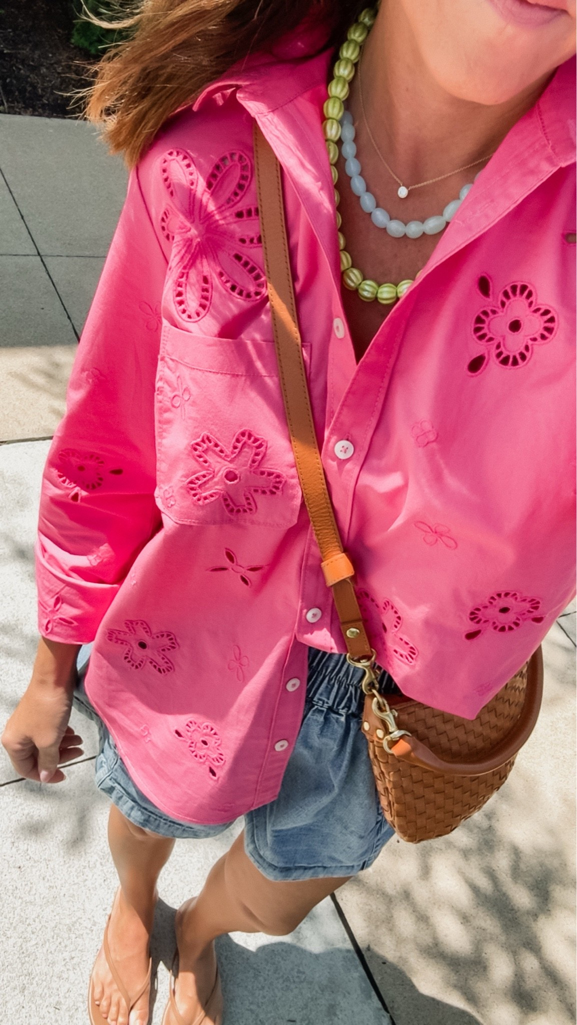 Easy, effortless and fun! 
Love the unique detail on this poplin button down. XS 
Linking similar shorts. 
Necklaces - part of a warehouse summer sale starting tonight!

#LTKootd #LTKmomlife #LTKOver40