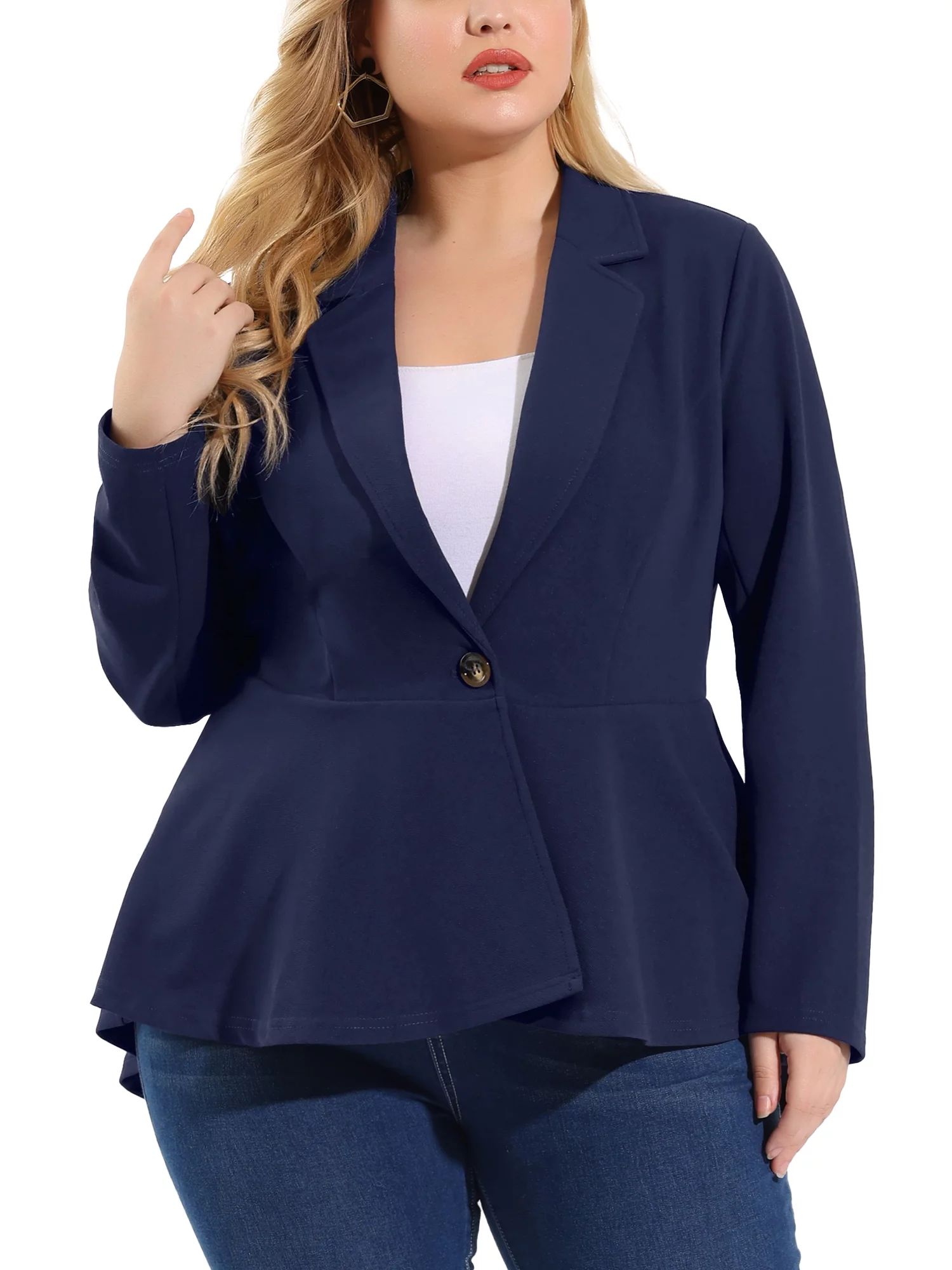 Agnes Orinda Women's Plus Size Modern Fit Workwear Fashion Peplum Tunic Blazers | Walmart (US)