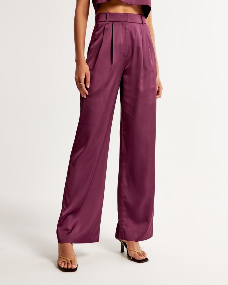 A&F Sloane Tailored Satin Pant - Abercrombie | Abercrombie & Fitch (US)