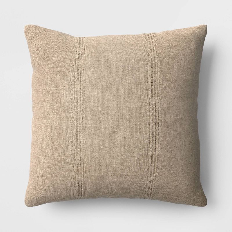 Oversized Textured Linen Striped Throw Pillow Neutral - Threshold™ | Target