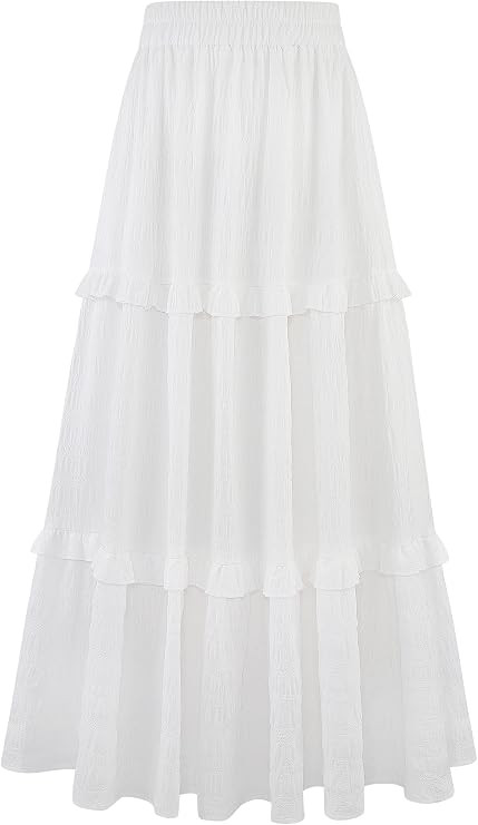 Gracyoga Maxi Skirts for Women Casual Elegant High Waisted A Line Flowy Ruffle Tiered Long Skirt ... | Amazon (US)