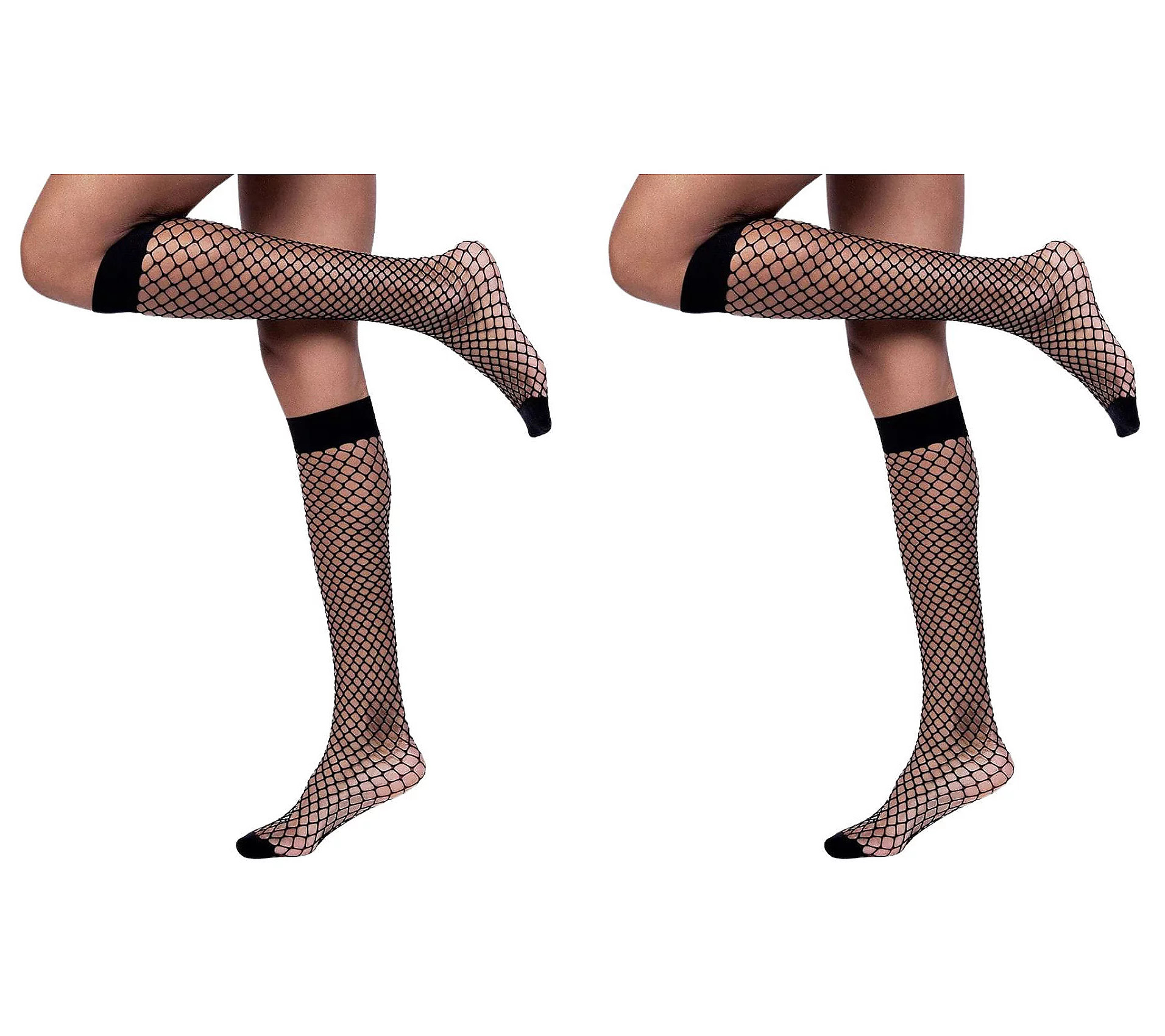 LECHERY Fishnet Knee Highs Set - 2 Pair | QVC
