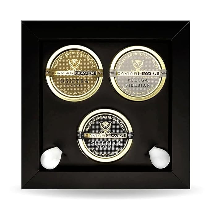OVERNIGHT GUARANTEED- Czar Trilogy Caviar Gift Set : Royal Beluga Hybrid, Ossetra Classic, Siberi... | Amazon (US)