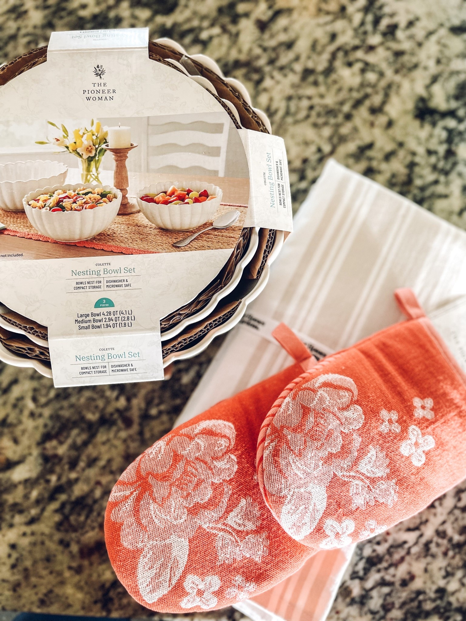 These beautiful spring kitchen finds are such a sweet addition to my space 🌸 The Pioneer Woman nesting bowl set paired with floral oven mitts makes baking + cooking feel extra cheerful. Affordable Walmart home finds that bring color + charm to the kitchen. Think spring kitchen decor, Pioneer Woman kitchen collection, nesting bowls, baking essentials, Walmart home goods, + cozy farmhouse style.

#LTKspring #LTKHome #LTKSeasonal