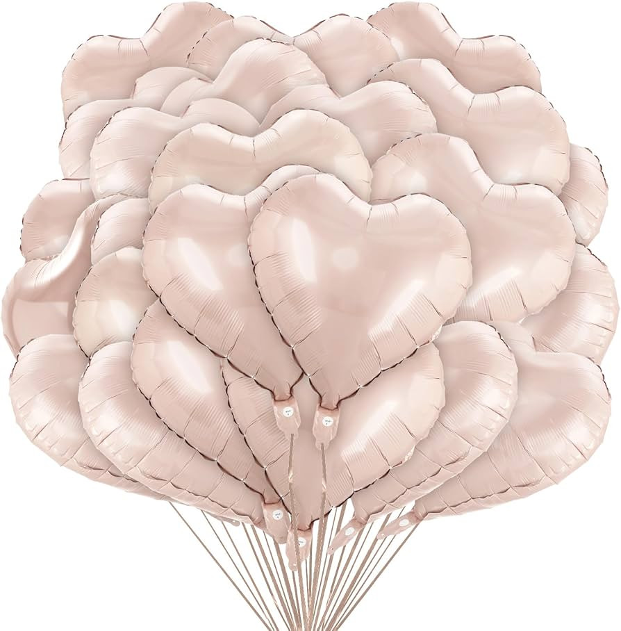 100 Pcs Pink Valentine's Day Balloons Heart Foil Balloon Valentine's Day Decorations 18 Inch Vale... | Amazon (US)